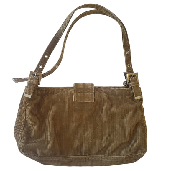 FENDI Baguette Corduroy Authentic Shoulder Bag Purse Clean Vintage Tan Brown - Picture 3 of 13